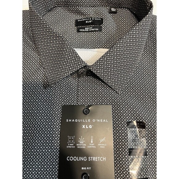 NWT Shaquille O’Neal Black And White Geo Print Button Down 4XL - Picture 4 of 6